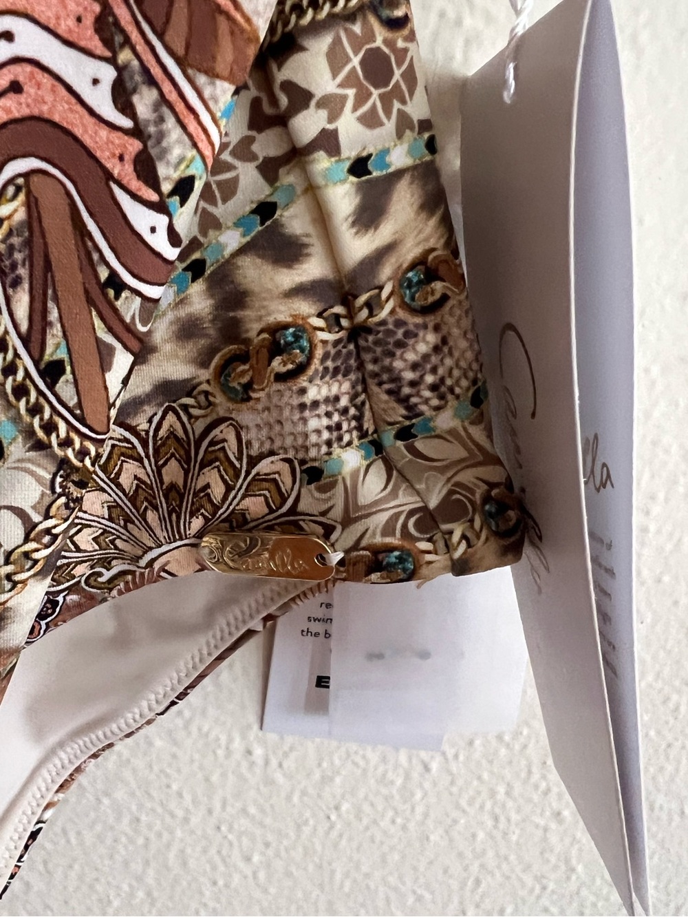 NWT Camilla Ththrone Wire Moulder Bra Beige Paisley One Piece Swimsuit Small - Picture 10 of 15